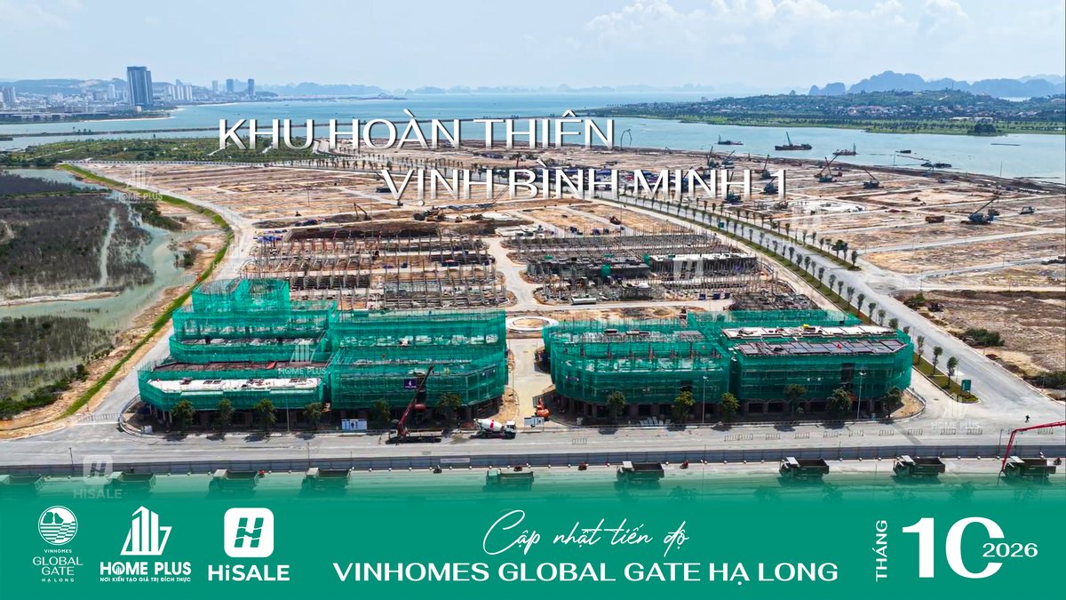 Tiến độ tháng 10/2026: khu hoàn thiện Vịnh Bình Minh 1